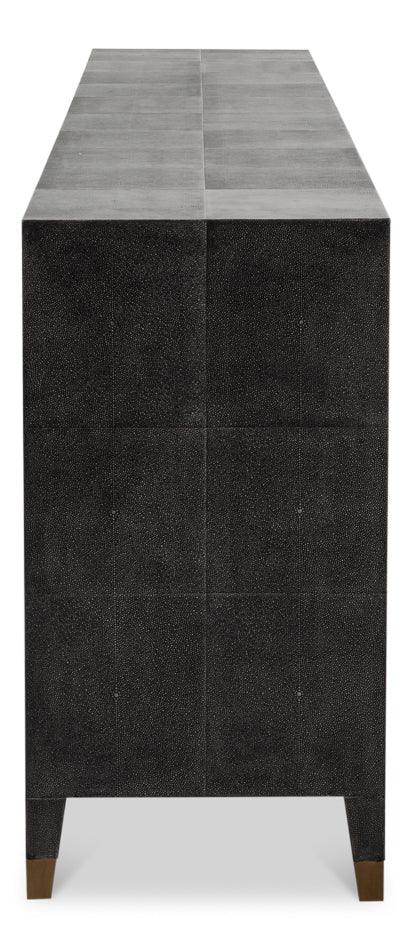 Desmond Shagreen Leather Warpped Sideboard - LOOMLAN - Sarreid - Sideboards