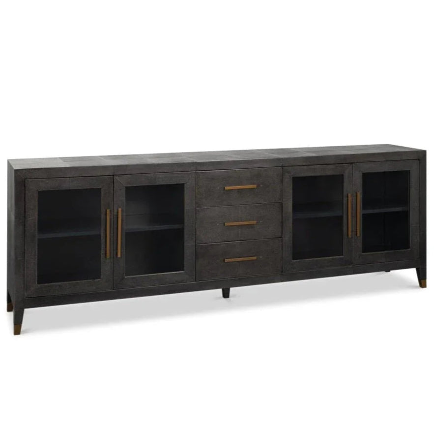 Desmond Shagreen Leather Warpped Sideboard - LOOMLAN - Sarreid - Sideboards