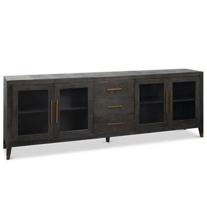 Desmond Shagreen Leather Warpped Sideboard - LOOMLAN - Sarreid - Sideboards