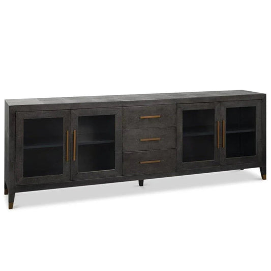 Desmond Shagreen Leather Warpped Sideboard - LOOMLAN - Sarreid - Sideboards