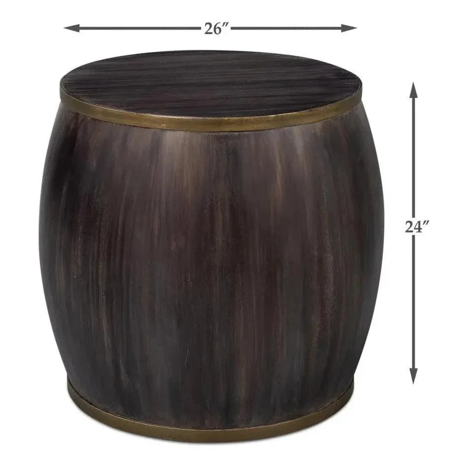 DetailsWood Dark Brown Round Side Table - LOOMLAN - Sarreid - Side Tables