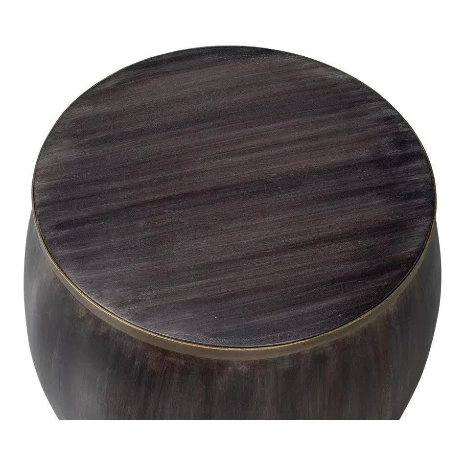 DetailsWood Dark Brown Round Side Table - LOOMLAN - Sarreid - Side Tables