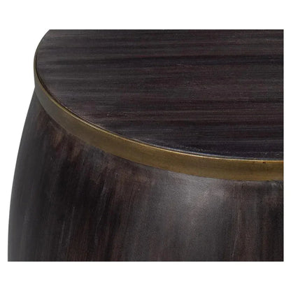 DetailsWood Dark Brown Round Side Table - LOOMLAN - Sarreid - Side Tables