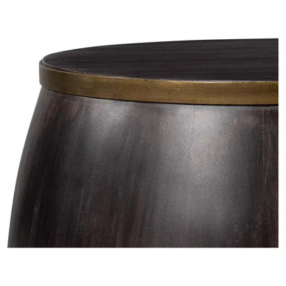 DetailsWood Dark Brown Round Side Table - LOOMLAN - Sarreid - Side Tables