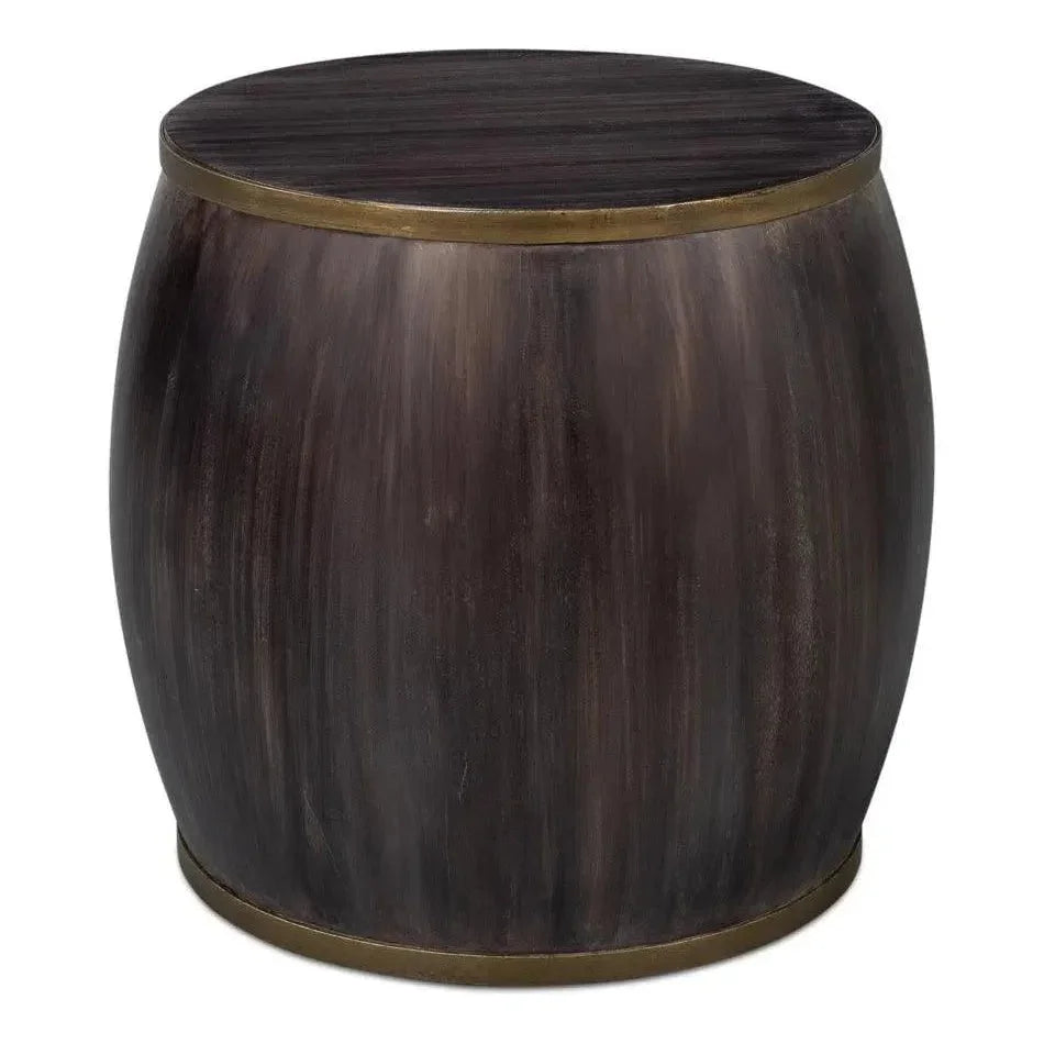DetailsWood Dark Brown Round Side Table - LOOMLAN - Sarreid - Side Tables