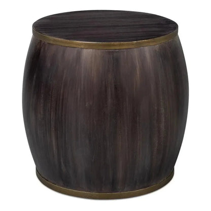 DetailsWood Dark Brown Round Side Table - LOOMLAN - Sarreid - Side Tables