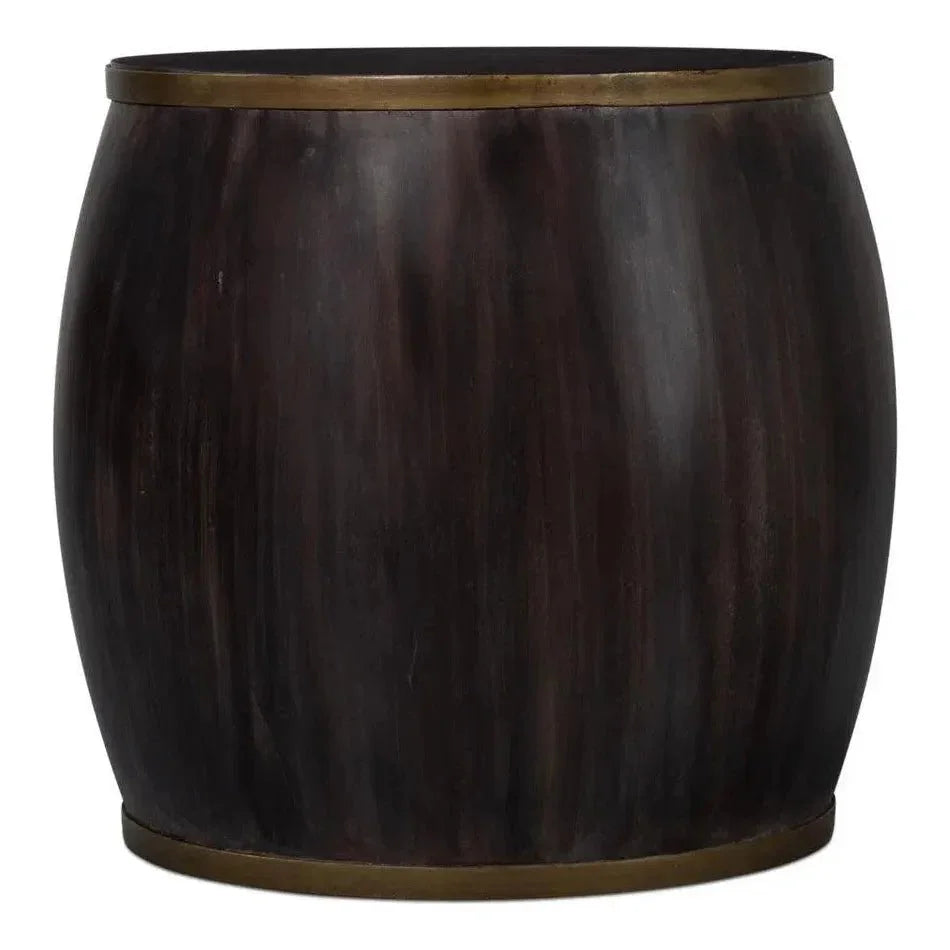 DetailsWood Dark Brown Round Side Table - LOOMLAN - Sarreid - Side Tables