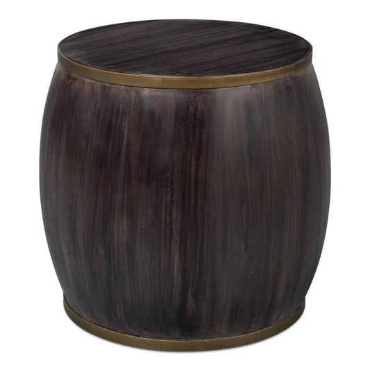 DetailsWood Dark Brown Round Side Table - LOOMLAN - Sarreid - Side Tables