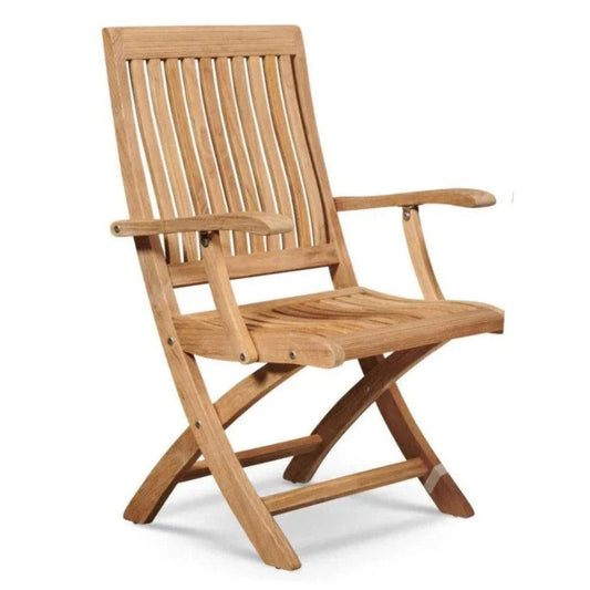 Devon Teak Folding Outdoor Armchair-Outdoor Accent Chairs-HiTeak-LOOMLAN