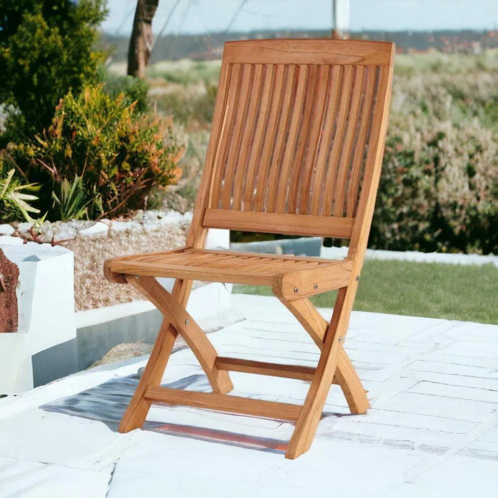 Devon Teak Folding Side Chair-Outdoor Accent Chairs-HiTeak-LOOMLAN
