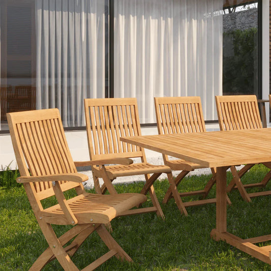 Devon Teak Patio Rectangular Family Dining Set 9PC-Outdoor Dining Sets-HiTeak-LOOMLAN