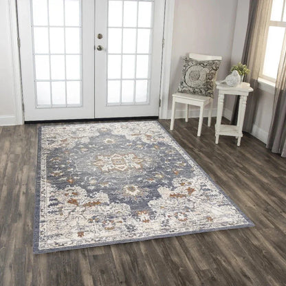 Dewe Medallion Blue Large Area Rugs For Living Room - LOOMLAN - LOOMLAN - Area Rugs