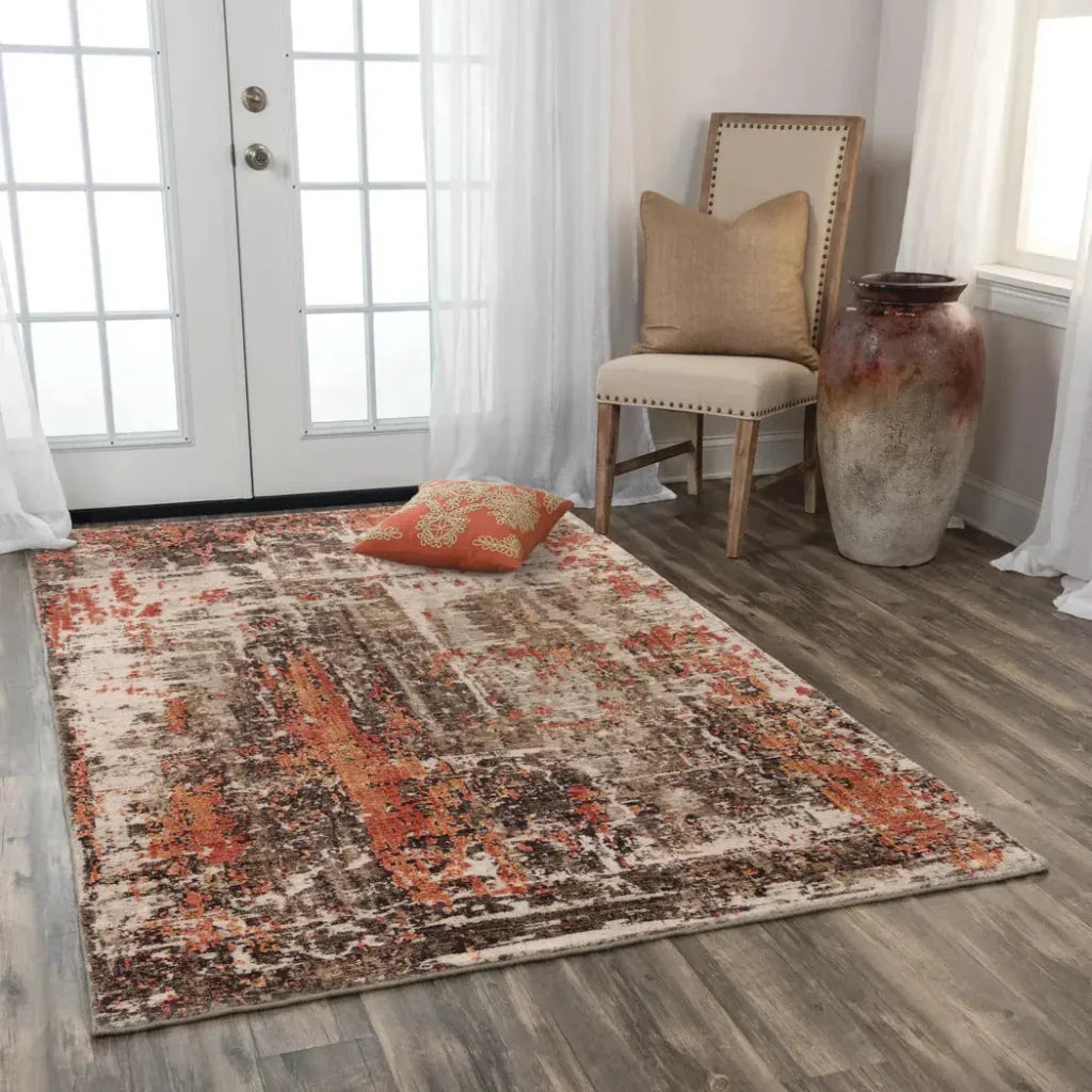 Dewy Abstract Brown Large Area Rugs For Living Room - LOOMLAN - LOOMLAN - Area Rugs