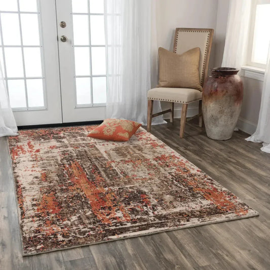 Dewy Abstract Brown Large Area Rugs For Living Room - LOOMLAN - LOOMLAN - Area Rugs