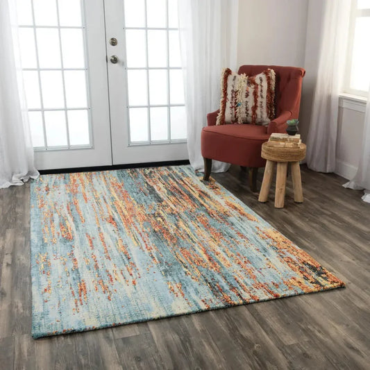 Deys Abstract Blue Large Area Rugs For Living Room - LOOMLAN - LOOMLAN - Area Rugs