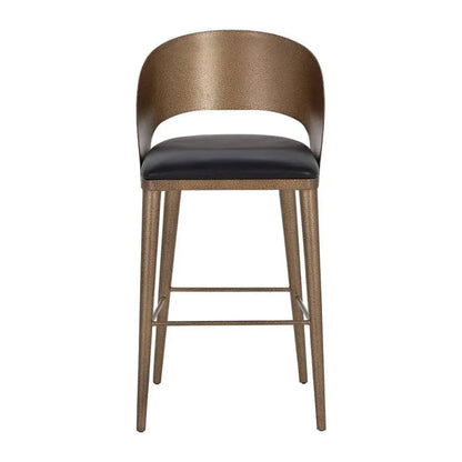 Dezirae Curved Back Leather Barstool - LOOMLAN - SUNPAN - Bar Stools