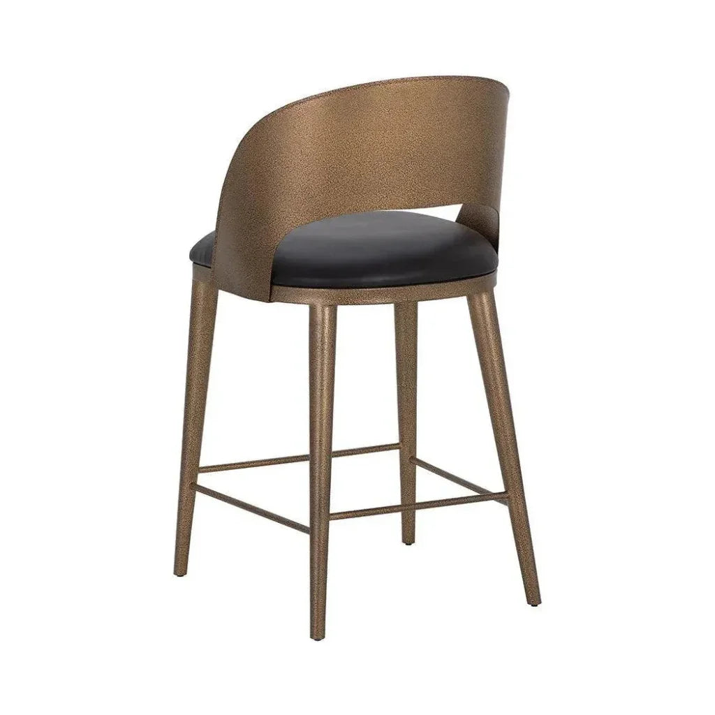 Dezirae Curved Back Leather Counter Stool - LOOMLAN - SUNPAN - Counter Stools