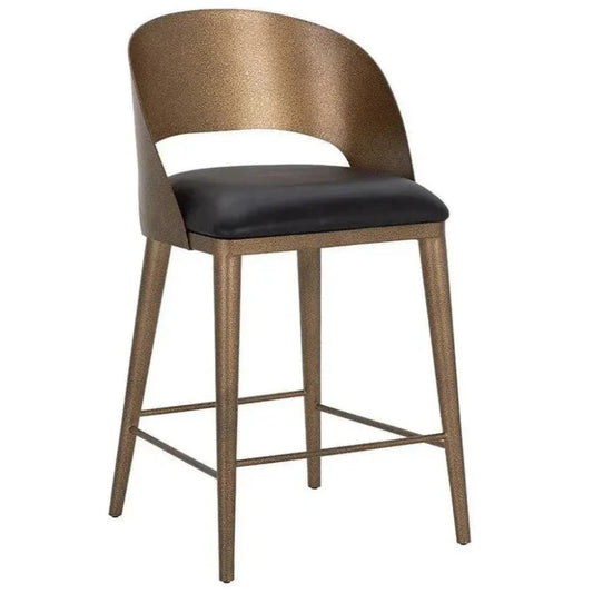 Dezirae Curved Back Leather Counter Stool - LOOMLAN - SUNPAN - Counter Stools