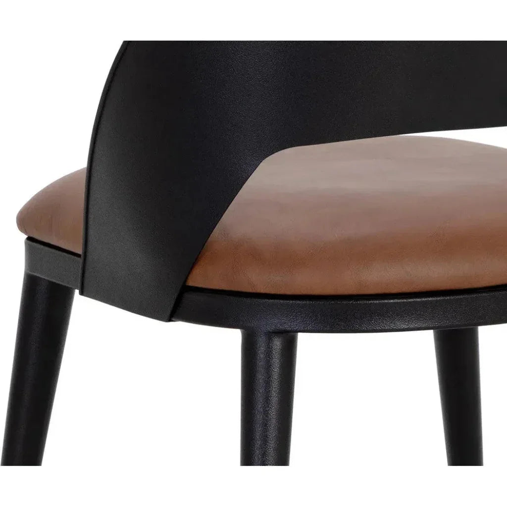 Dezirae Curved Back Leather Dining Chair - LOOMLAN - SUNPAN - Dining Chairs
