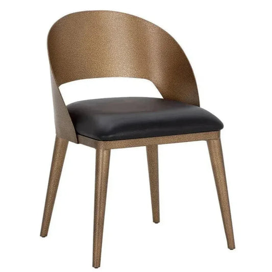 Dezirae Curved Back Leather Dining Chair - LOOMLAN - SUNPAN - Dining Chairs