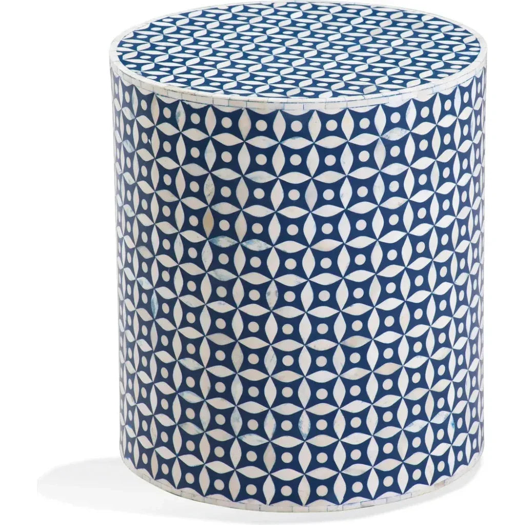Diamond Bone Round Accent Table - LOOMLAN - Bassett Mirror - Side Tables