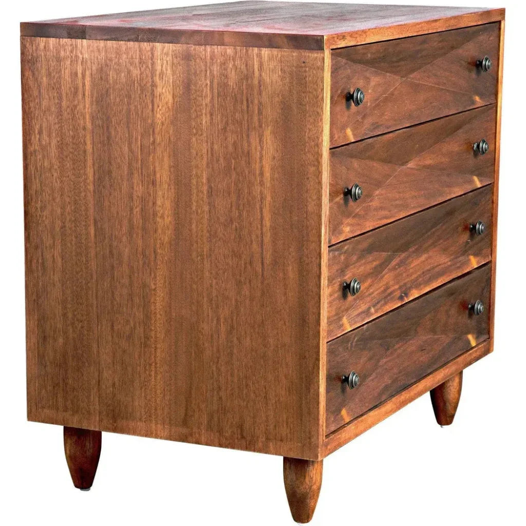 Diamond Four Drawers Walnut Chest