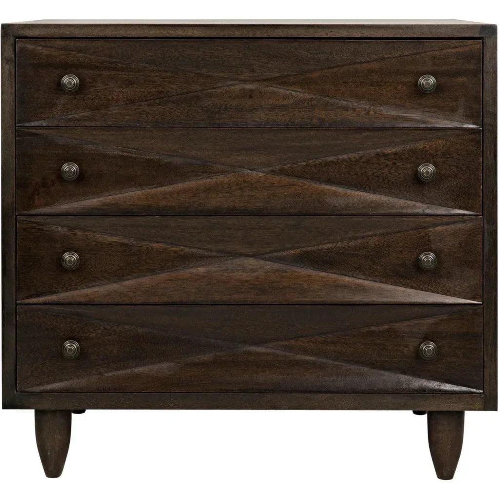 Diamond Four Drawers Walnut Chest