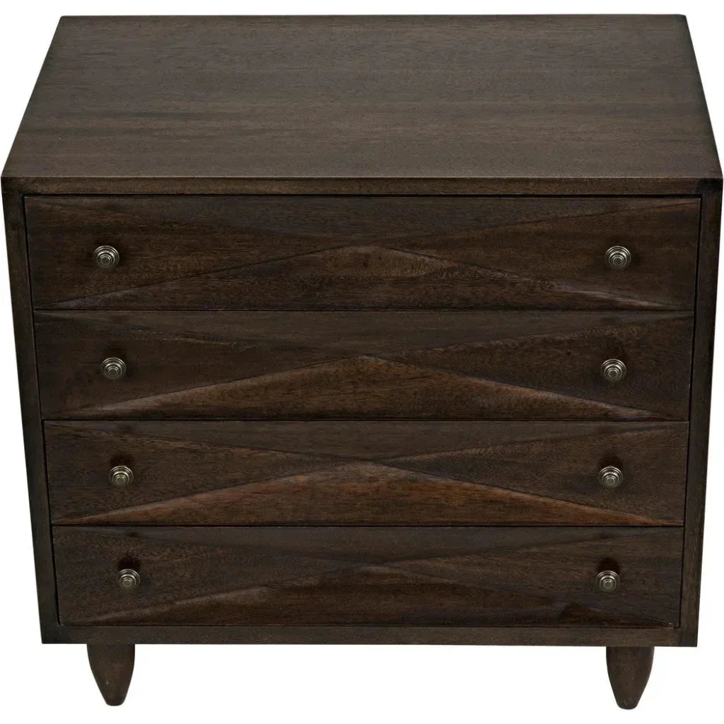 Diamond Four Drawers Walnut Chest