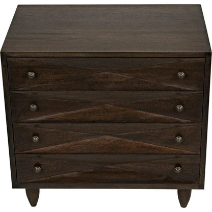Diamond Four Drawers Walnut Chest