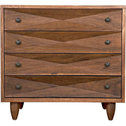 Diamond Four Drawers Walnut Chest