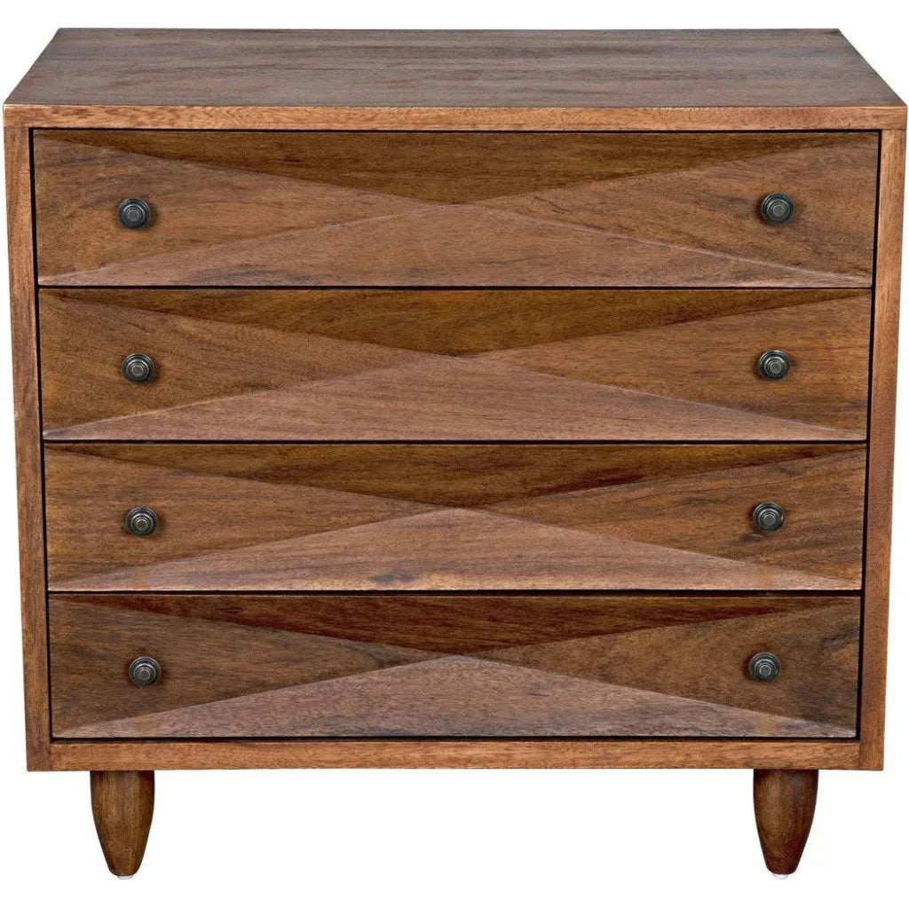 Diamond Four Drawers Walnut Chest
