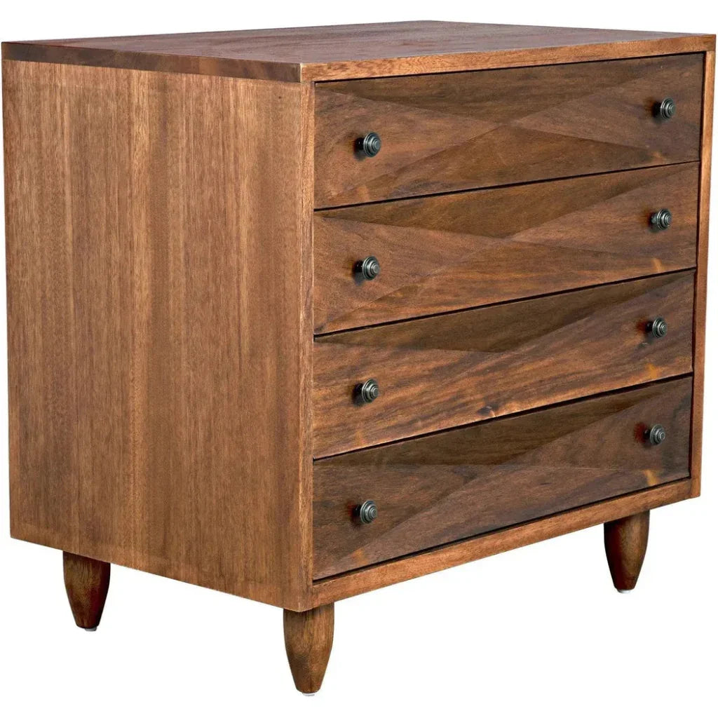 Diamond Four Drawers Walnut Chest