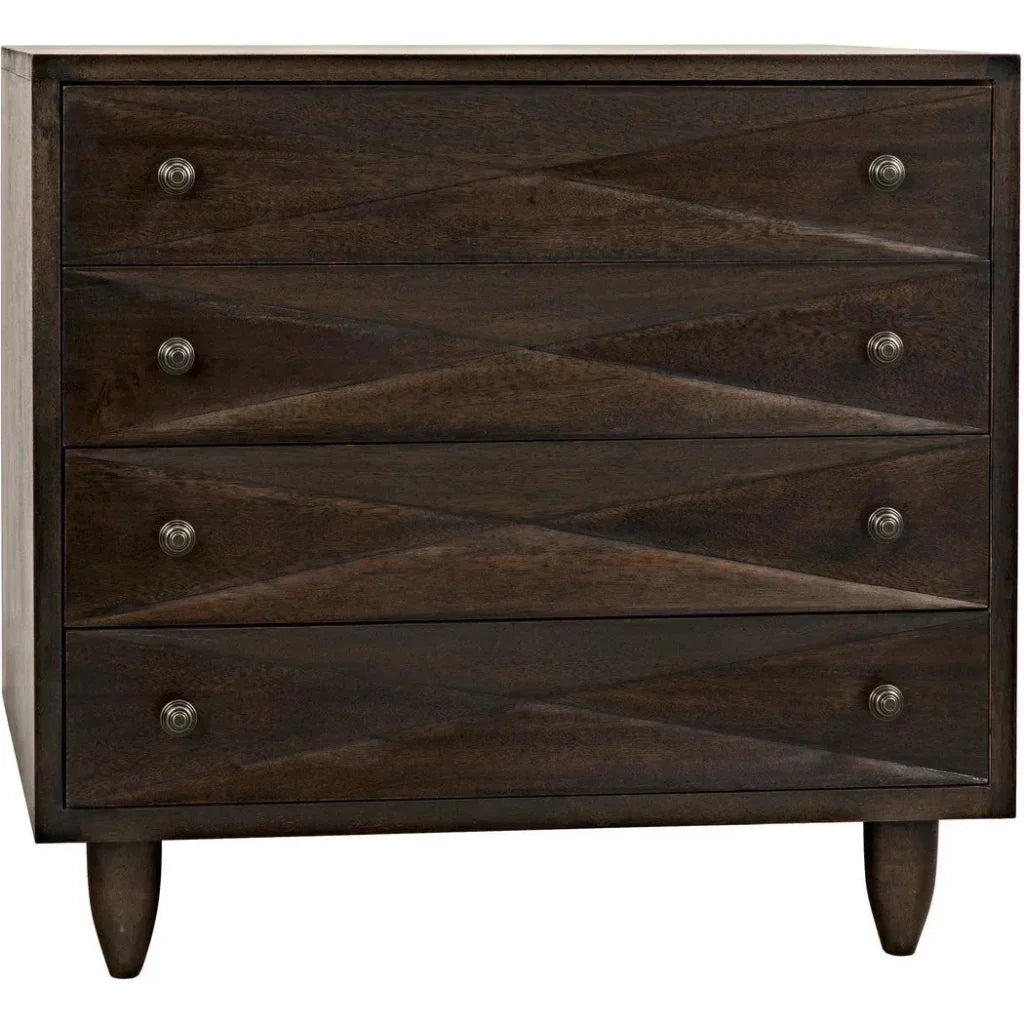 Diamond Four Drawers Walnut Chest