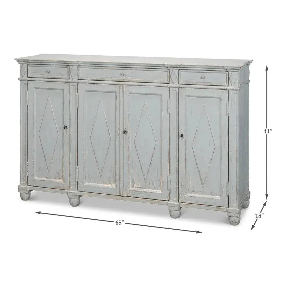 Diamond Wall Sideboard Blue Grey Drawers - LOOMLAN - Sarreid - Sideboards