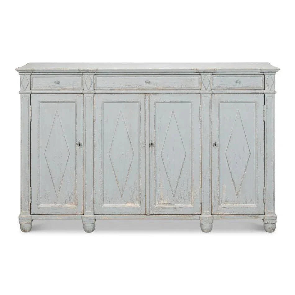 Diamond Wall Sideboard Blue Grey Drawers - LOOMLAN - Sarreid - Sideboards
