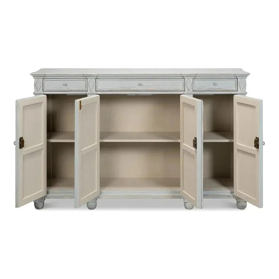 Diamond Wall Sideboard Blue Grey Drawers - LOOMLAN - Sarreid - Sideboards