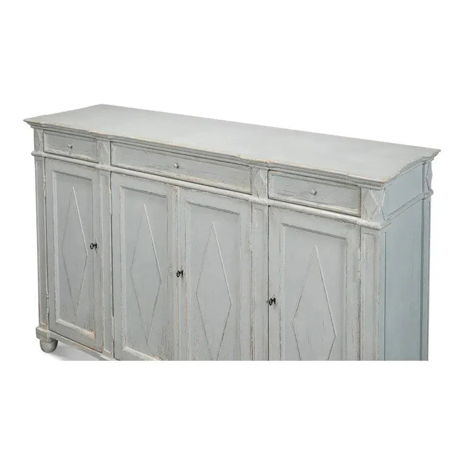 Diamond Wall Sideboard Blue Grey Drawers - LOOMLAN - Sarreid - Sideboards