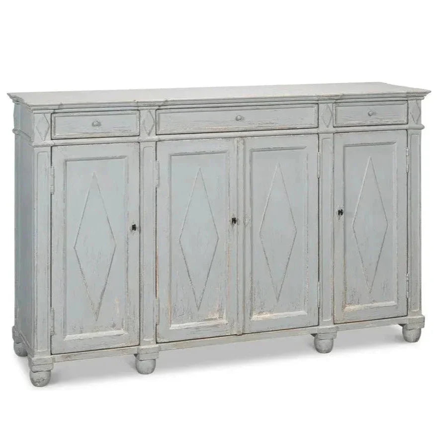 Diamond Wall Sideboard Blue Grey Drawers - LOOMLAN - Sarreid - Sideboards