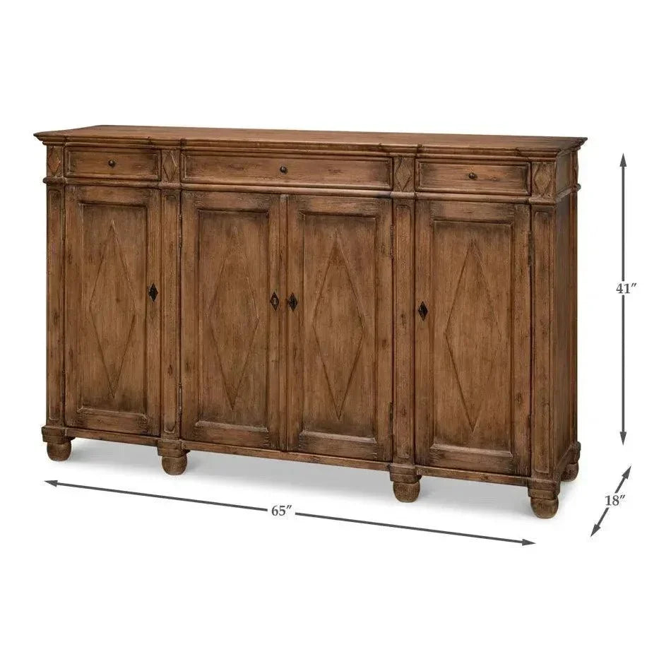Diamond Wall Sideboard Brown With Drawers - LOOMLAN - Sarreid - Sideboards