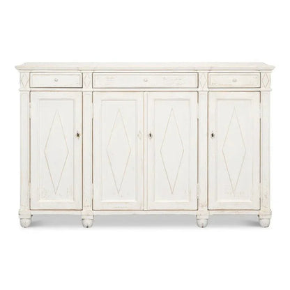 Diamond Wall Sideboard Whitewash Drawers - LOOMLAN - Sarreid - Sideboards