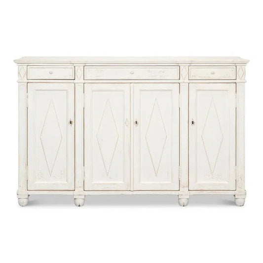 Diamond Wall Sideboard Whitewash Drawers - LOOMLAN - Sarreid - Sideboards