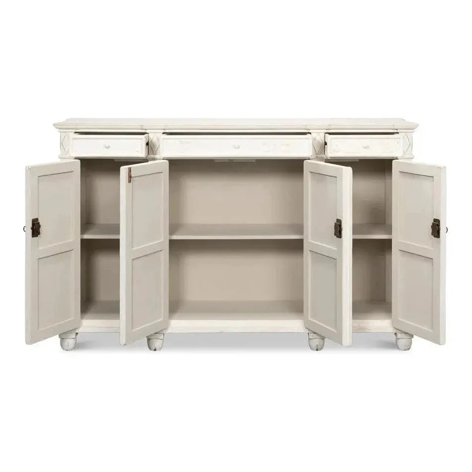 Diamond Wall Sideboard Whitewash Drawers - LOOMLAN - Sarreid - Sideboards
