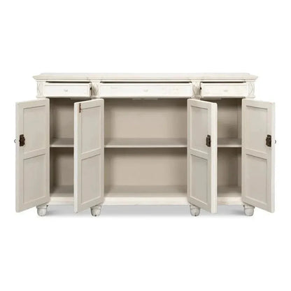 Diamond Wall Sideboard Whitewash Drawers - LOOMLAN - Sarreid - Sideboards
