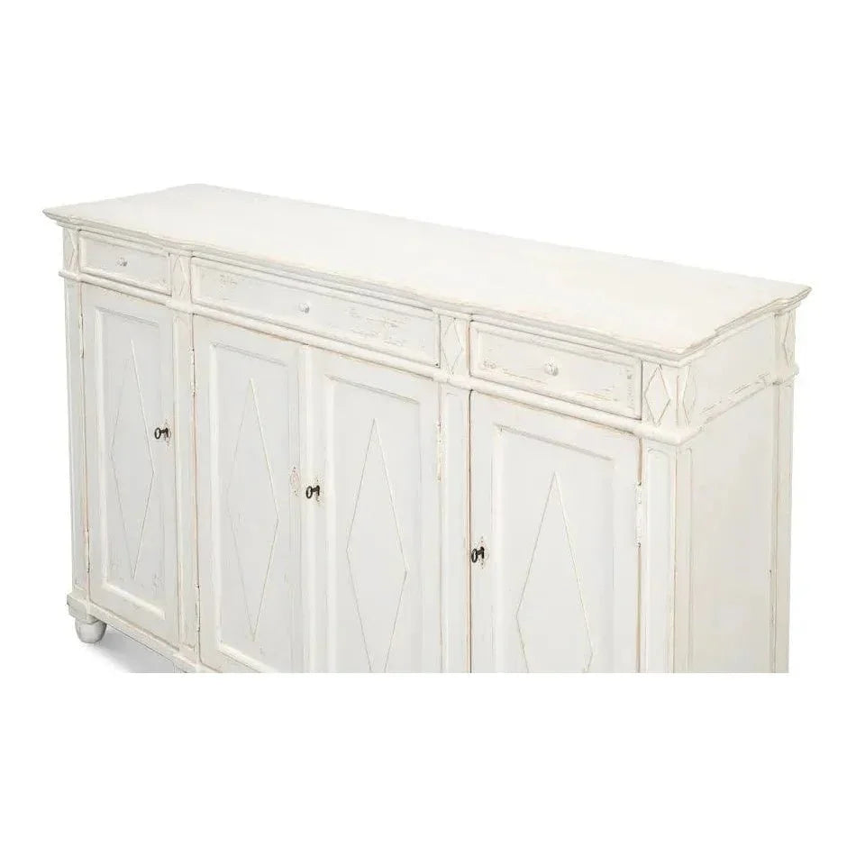 Diamond Wall Sideboard Whitewash Drawers - LOOMLAN - Sarreid - Sideboards