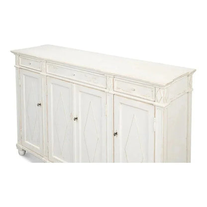 Diamond Wall Sideboard Whitewash Drawers - LOOMLAN - Sarreid - Sideboards