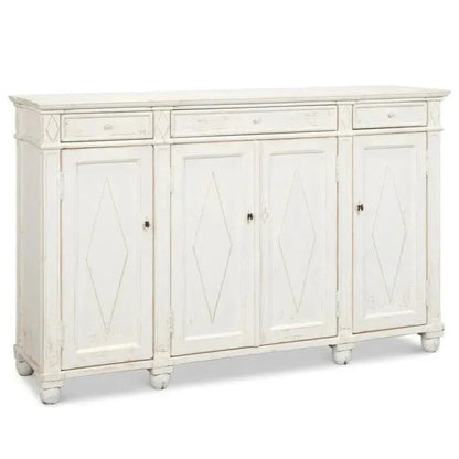 Diamond Wall Sideboard Whitewash Drawers - LOOMLAN - Sarreid - Sideboards