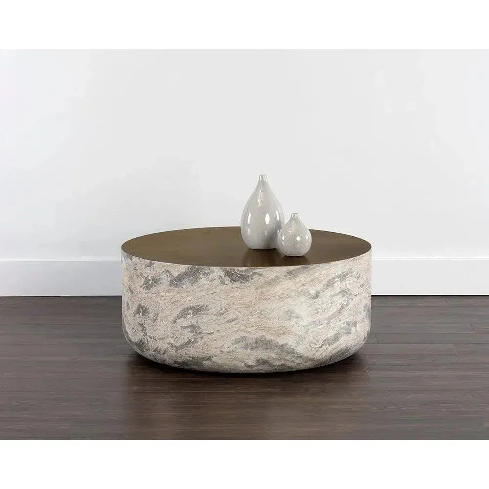 Diaz Outdoor Round Coffee Table-Outdoor Coffee Tables-SUNPAN-LOOMLAN