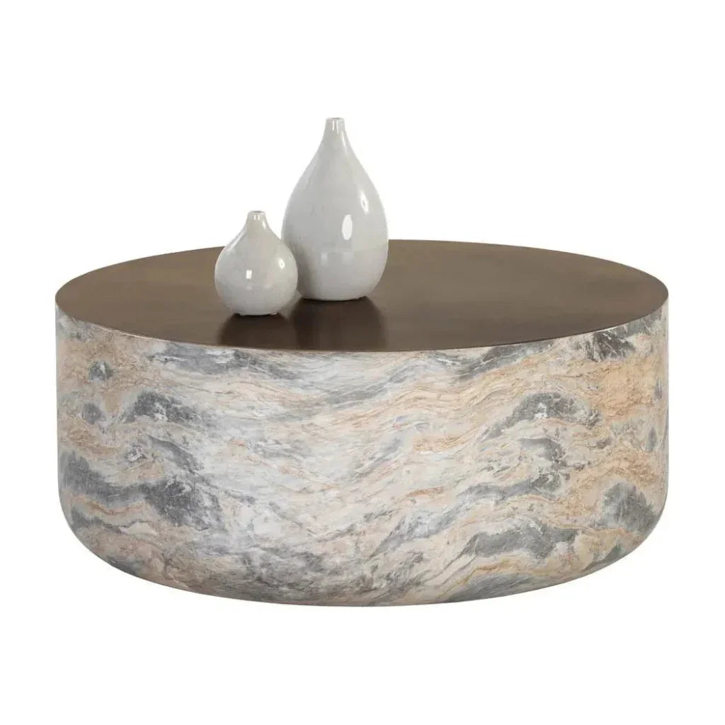 Diaz Outdoor Round Coffee Table-Outdoor Coffee Tables-SUNPAN-LOOMLAN