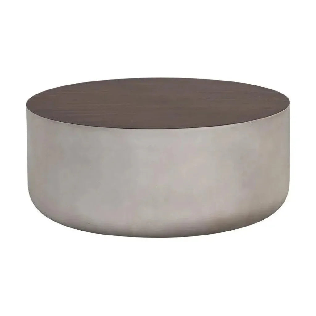 Diaz Outdoor Round Coffee Table-Outdoor Coffee Tables-SUNPAN-Grey - Wood Grain Brown-LOOMLAN