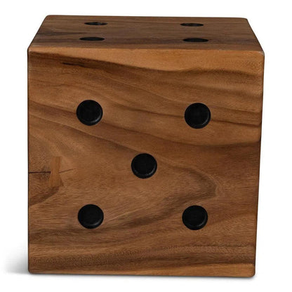 Dice Natural Solid Chamcha Wood Square End Table - LOOMLAN - Urbia - Side Tables